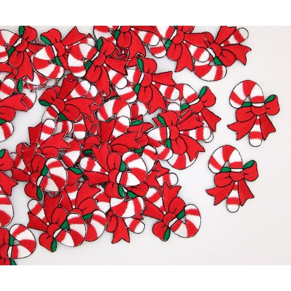 Unbranded 2 pack of Candy Cane embroidered iron on patches