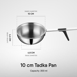 Stahl Artisan Triply - Sartén Tadka de acero inoxidable, 300 ml, 10 cm