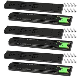 SEUNMUK 6 PCS 3 Pairs 10 Inches Push to Open Drawer Slides, 3-Fold Full Extension Drawer Slides Side Mount Ball Bearings with Mounting Screws for Kitchen Cabinets, Table Drawers