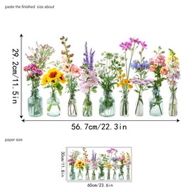 iMagitek Spring Floral Flowers in Jars Window Clings Potted Flowers Plants Butterflies Glass Window Decals Anti-Collision Glass Window Stickers