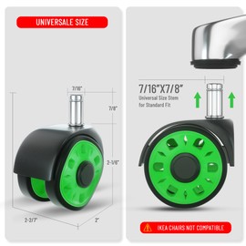 Office Chair Wheels Replacement, 2.5 Inch Heavy Duty Rubber Chair Casters, Wheels for Office Chair Universal Size Smooth Safe Rolling for All Floors Set of 5