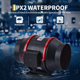 Garvee 6 in Inline Duct Fan, 312 CFM High Airflow Exhaust Fan with Variable Speed Controller, Quiet AC-Motor Inline Fan for Home Ventilation, Hydroponics Cooling, Grow Tents