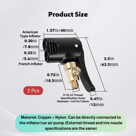 Lyivisk Pack of 2 Bicycle Valve Adaptor French Valve to Schrader Valve Adapter Brass Valve Adapter for Tyre Inflator Car Motorcycle Bicycle Accessories