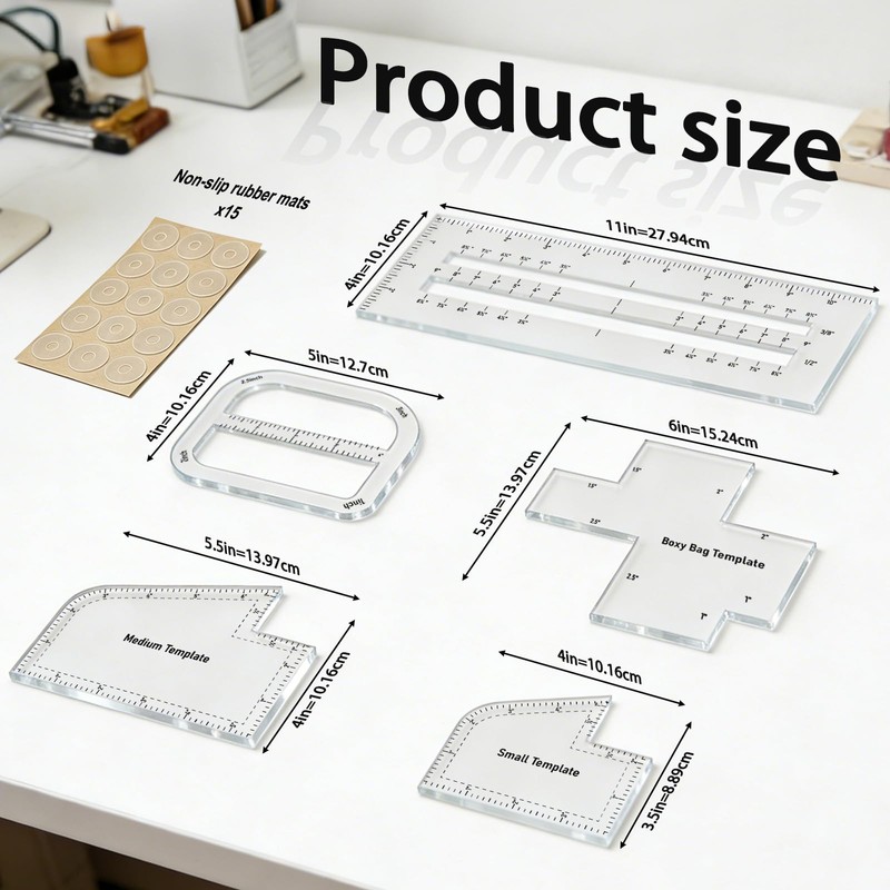 IJIJIJ 5Pcs Boxy Bag Making Templates for DIY Sewing Enthusiast