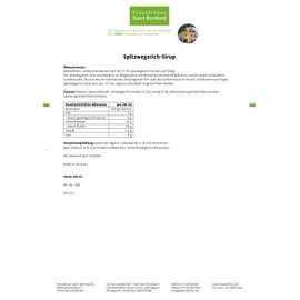 Sanct Bernhard Plantain Syrup, Alcohol-free, Tasty Juice with 15% Plantain Extract & Honey, 500 ml