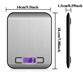 Digital kitchen scale 5kg/1g high-precision food scale with backlit LCD display, stainless steel multifunctional scale (5kg)