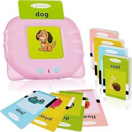 English and Spanish Bilingual Talking Flashcard Toys With 224 Common Words - Educational Language Learning Toys Children's Learning Tools:_Pink