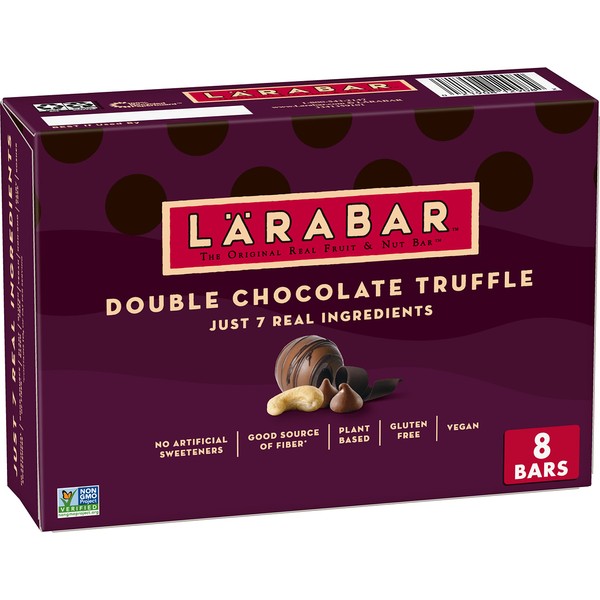LÄRABAR Double Chocolate Truffle, Gluten Free Vegan Fruit & Nut Bars, 8 ct