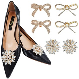 TYXHXTF Pack of 6 Shoe Clips, Wedding Shoe Buckle, Bridal Rhinestone Shoe Pins, Can Disassemble Shoe Decoration, Shoe Jewellery Buckle, for Women, Party, Prom, One size fits all, Rhinestone, No