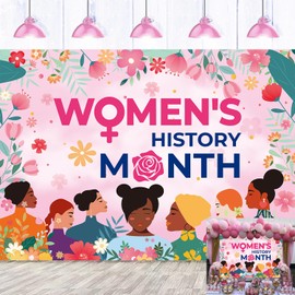 Women's History Month Backdrop 8x6FT National Womens Day Banner Decorations Background March Womens Day Pan Afro African American Festival Photography Supplies