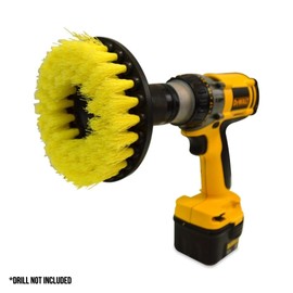 Drill Brush 5" Yellow - Medium Duty - Lifts & Easily Extracts Spots from Carpets & Mats
