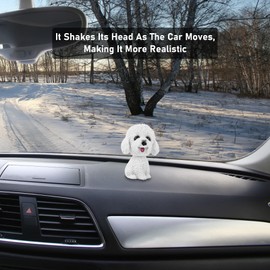 Simulation Bobble Head, Pilipane Dog Decor, Dog Decor, Bobble Head, Toy Car, Dashboard Ornament, Collectible Figures (White) (Teddy (White)