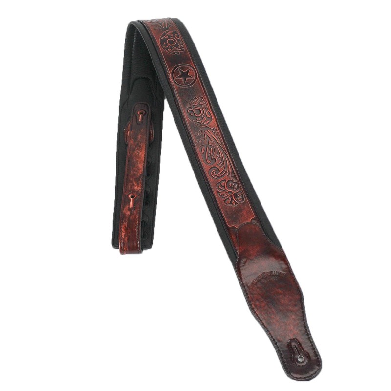 Walker & Williams GB-126 Bourbon Brown Padded Guitar Strap Texas