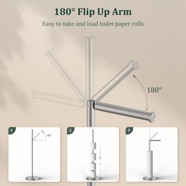 Evolvegoods Toilet Paper Holder Stand, Freestanding Tissue Roll Holder for Bathroom, Rustproof Toilet Paper Stand Storage for 4 Rolls, 304 Stainless Steel and Anti-Slip Weighted Base, Brushed Nickel