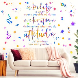 Inspirational Quotes Wall Decal Colorful Inspirational Wall Stickers Vinyl Motivational Phrases Stickers Removable Peel and Stick Wall Stickers for Nursery Classroom Kids Room Decor