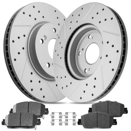ACB ZONE Ceramic Brake Pads and Rotors Kit Front Drilled Slotted Vented Rotors & Brakes for 2017 Honda Accord Ex 2018 Accord Lx/Ex, 2018 Accord Ex-L 2019-2020 Accord Lx/Ex/Ex-L (1.5L)