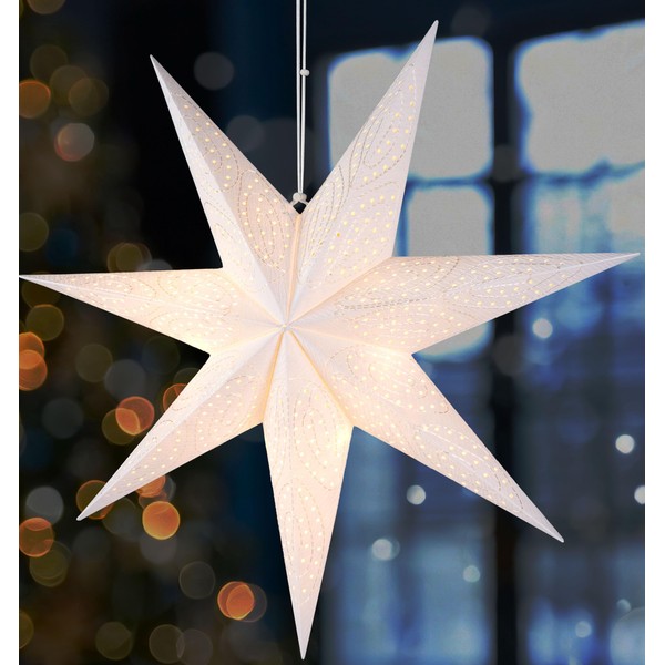 BRUBAKER 60 cm Paper Christmas Star for Hanging - LED