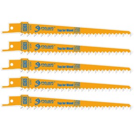 PAYA TOOLS Wood Pruning Reciprocating Saw Blade,6-Inch 6TPI Reciprocating Saw for Tree Trimming, Wood Cutting (Yellow-5 Pack)