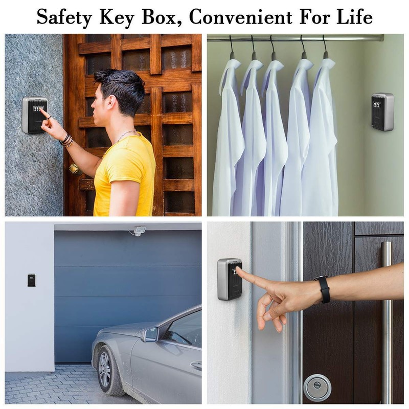 BenRich Outdoor Wall Mounted Key Safe with 4-Digit Combination, Resettable