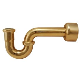 P-trap, 1 1/2" Brass Tubular, Polish Brass Finish - By PlumbUSA