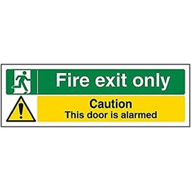 V Safety Fire Exit - Fire Exit Only/Door Alarmed - 300 X 100mm
