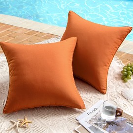 MIULEE Pack of 2 Decorative Outdoor Waterproof Pillow Covers Square Garden Cushion Sham Throw Pillowcase Shell for Patio Tent Couch 20x20 Inch Rust
