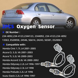 2PCS 234-4123 234-4092 Oxygen Sensor Compatible with Honda Civic 2001-2005 L4-1.7L O2 Sensor Upstream & Downstream