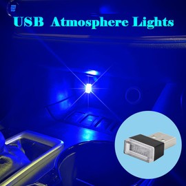 OSIRCAI 2Pcs USB LED Atmosphere Lights Mini Car Interior Accessories Ambient Lamp, Universal Mini USB LED Decoration Night Light, USB Night Light for All Car Interiors (Blue)