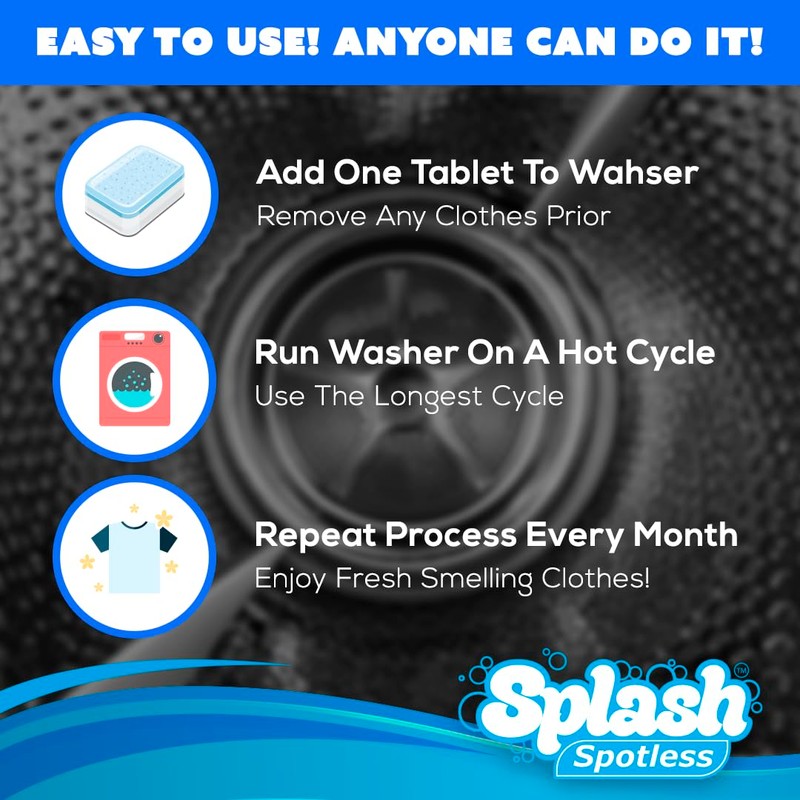 Splash Spotless Washing Machine Cleaner for HE Front Load &