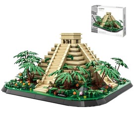 El Castillo Pyramid Building Blocks Sets Mexico Architecture Building Block Toys for Adults and Kids Mayan Pyramid Model Gift for Boys and Girls 1346+PCS