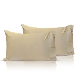 Pillowtex Copper Ion Infused Rayon Derived from Bamboo Cooling Pillow Case, Beige, Queen Size (20x36), Soft and Breathable