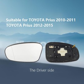 Driver Side Mirror Replacement Glass for Toyota Prius 2010-2015, Automotive Exterior Heated Left Side View Mirror Glass for 2010 2011 2012 2013 2014 2015 Toyota Prius