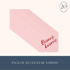 Bonjour Fête Bisous Bisous Cocktail Paper Napkins | 3-Ply Fancy Napkins for Valentine's Day & Holiday Decorations | Small Napkins | Premium Party Supplies | Gold Foil |, Pack of 20, 5" Folded