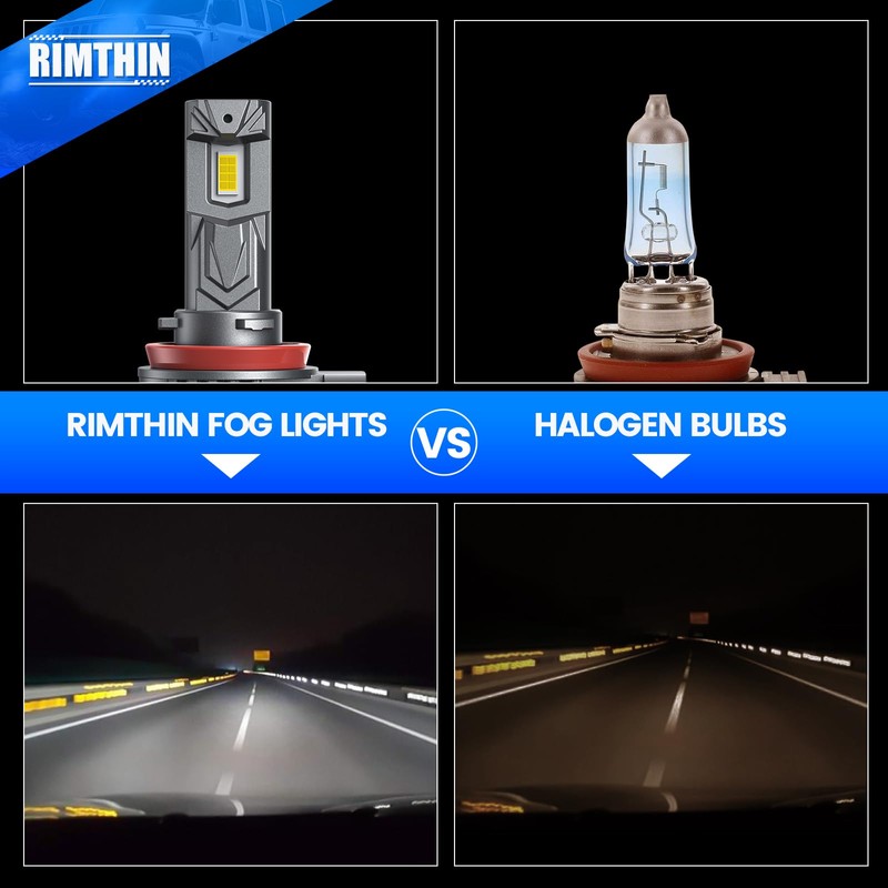 rimthin H11 Bulbs, H16 H9 H8 Fog Lights Cool White,