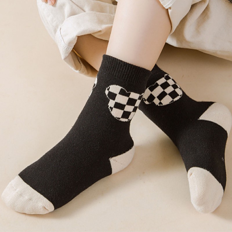 Children Socks Mid Calf Combed Cotton Thickened Cartoon Pattern Toddler