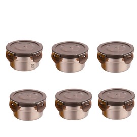 Fangool [6 Pack] 4 Oz Small Condiment & Dip Containers with Leakproof Lids, Reusable Stainless Steel Bento Box Sauce Cups for Lunches, Picnics & Kitchen Storage