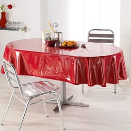 Clear Table Cover Protector Oval Clear Tablecloth Transparent Protective Covering Waterproof Plastic Perfect, 54 X 72 Inch (Oval)