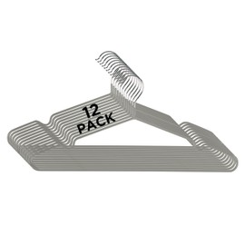 Simplify 12 Pack Metal Hangers | Dimensions: 15.75"x 7.28"x 0.16" | Space Saving | Durable | Closet Organization | Grey