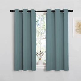 NICETOWN - Cortinas para ventana de cocina, color azul grisáceo, tratamiento de ventana, aislamiento térmico, con ojales, bloqueo de luz, cortinas y cortinas para recámara/baño, 2 paneles, 34 x 50