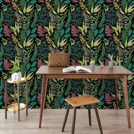 Meihodan Tropical Rainforest Peel and Stick Wallpaper Green Leaf Self-Adhesive Removable Contact Paper for Wall Covering Wall Decor 17.7in x 9.8ft