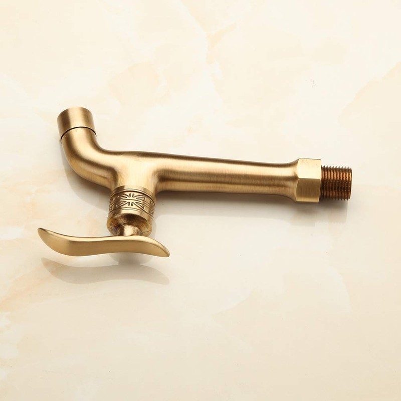 Antique Brass Bathroom Washing Machine Wall Mounted Tap with Handle