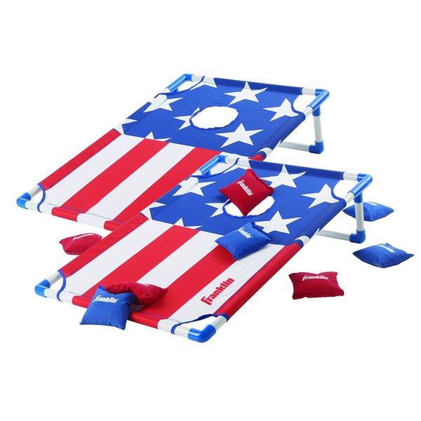 Franklin Sports Red, White and Blue PVC Cornhole Set — Includes 2 Targets and 8 Regulation Bean Bags — Great for Kids and Outdoor Family Fun