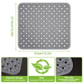 2 Pack Kitchen Sink Mat Plastic Sink Protect Mat PVC Eco-friendly Kitchen Adjustable Stainless steel/Porcelain Dish Drying Pad Sink Protector for Bottom of Kitchen Sink, 12.2 x 10.8 Inches (Gray)