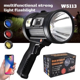 200000LM Rechargeable Spotlight LED Spot Light Handheld Flashlight Searchlight