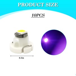 HZEL 10PCS Car T3 Neo Wedge Led Bulbs, 8mm Base Vehicle Cluster Dashboard Gauge Lights, T3 Automotive HVAC AC Heater Control Switch Indication Lamp Bulbs Accessories, Universal Fit (Pink/Purple)