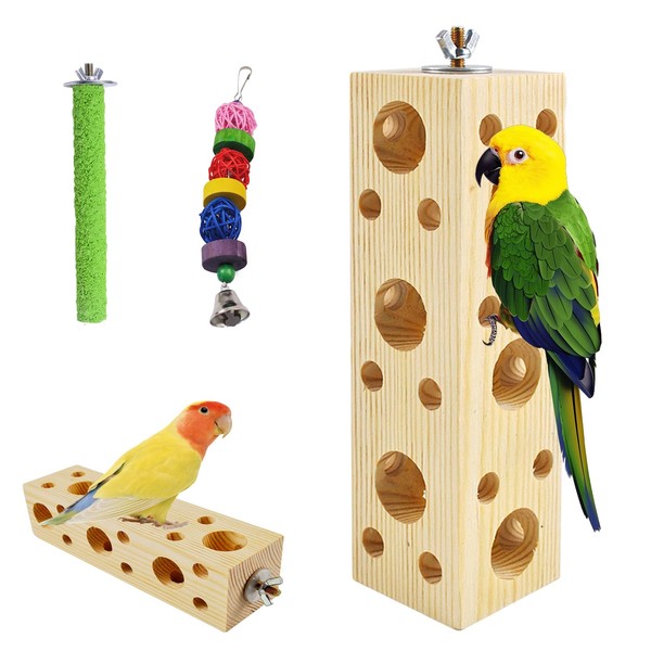 MUYG Bird Wooden Block Chewing Toy Parrot Beak Grinding Toys