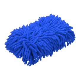 sourcing map Car Wash Sponge 9.1" x 4.7" Chenille Microfiber Mitt Scratch-Free Absorbent Scour Scrubber Cleaning Sponge for Washing Detailing on Cars, Trucks, SUV, Boats, RVs, Dark Blue