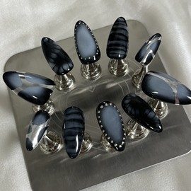 Midnight Handmade Nail Tips - Short Oval / 미드나잇 수제네일팁 - 숏오발