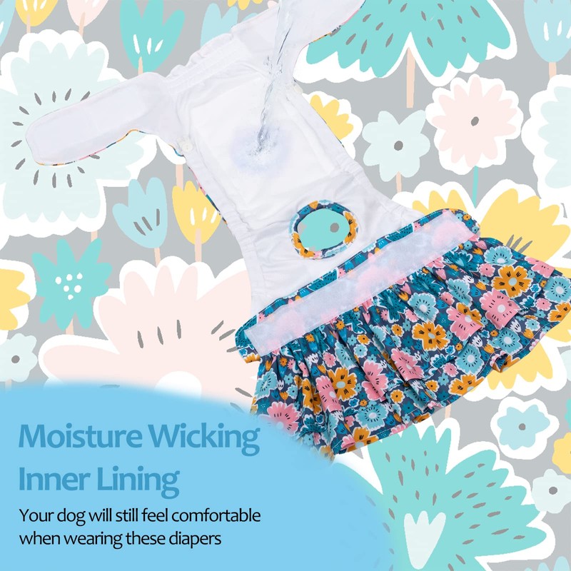 CuteBone Female Dog Diapers with Skirts 3 Pack Reusable Puppy