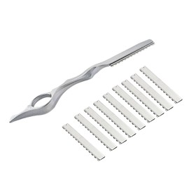 Coufce 11 Pieces Hair Styling Razor Stainless Steel Hair Cutting Texturizing Razors Hair Thinning Comb 10 Pieces Replacement Spare Blades(Silver)